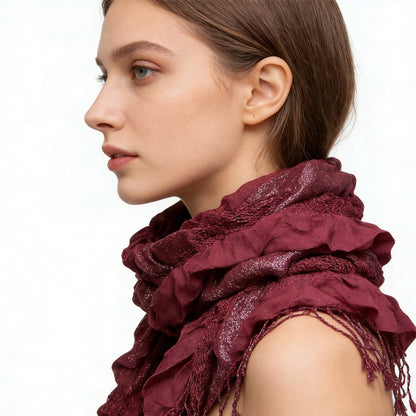 2-Pack Metallic Crinkle Scarf - Magenta Shimmer Evening Wear