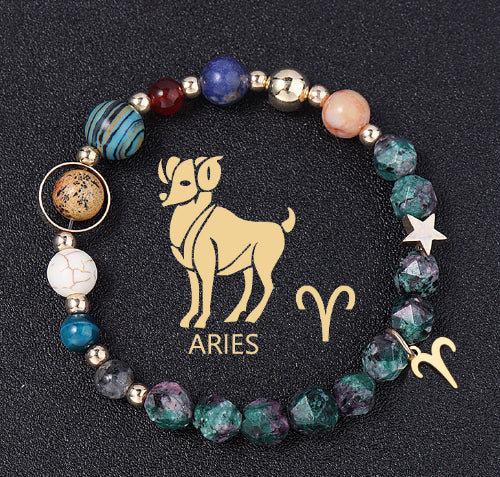 Natural Stone Twelve Constellations Bracelets Cut Hemp Stone Fashion