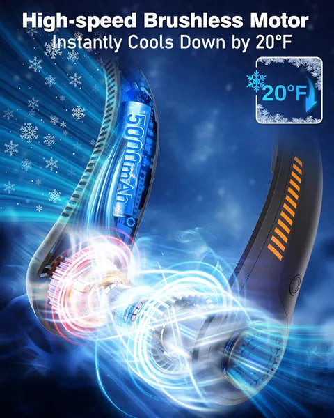 5-Speed Portable Neck Fan - Rechargeable & Lightweight Personal Fan