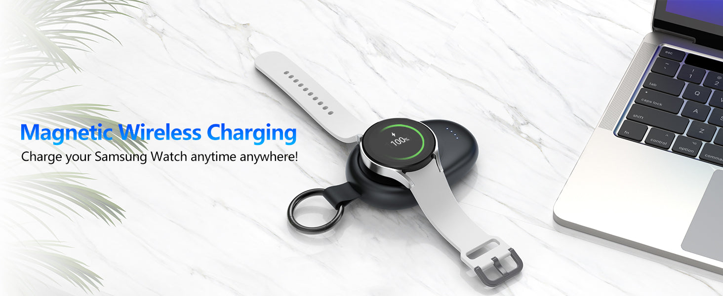 NEWDERY Magnetic Keychain Charger for Samsung Galaxy Watch 7/Ultra/6/6 Classic/5 Pro/4/3,Active2/1 Portable Wireless Power Bank