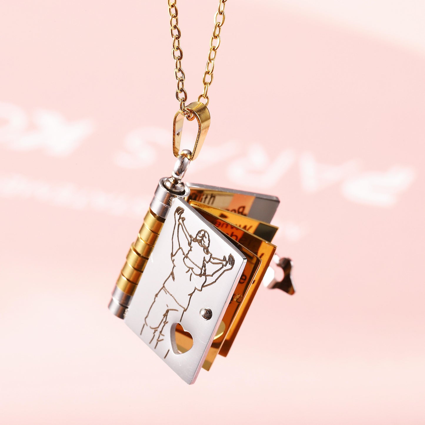 My Little Star Book Necklace For Daughter Son 18 Inch Stainless Steel Chain Gold Hardware Love Jewelry Birthday Graduation Gift