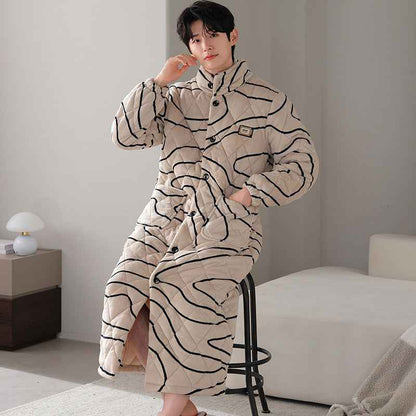 Winter Couple's Robe For Women Thickened And Fleece-lined Long Coral Fleece