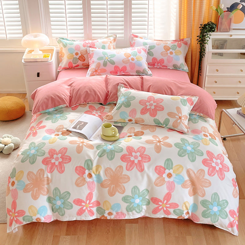 3 Piece Spring Floral Duvet Cover Set For Women Adults Home Bedroom Flowers Bedding Set With 2 Pillowcases Twin Full Queen King Size