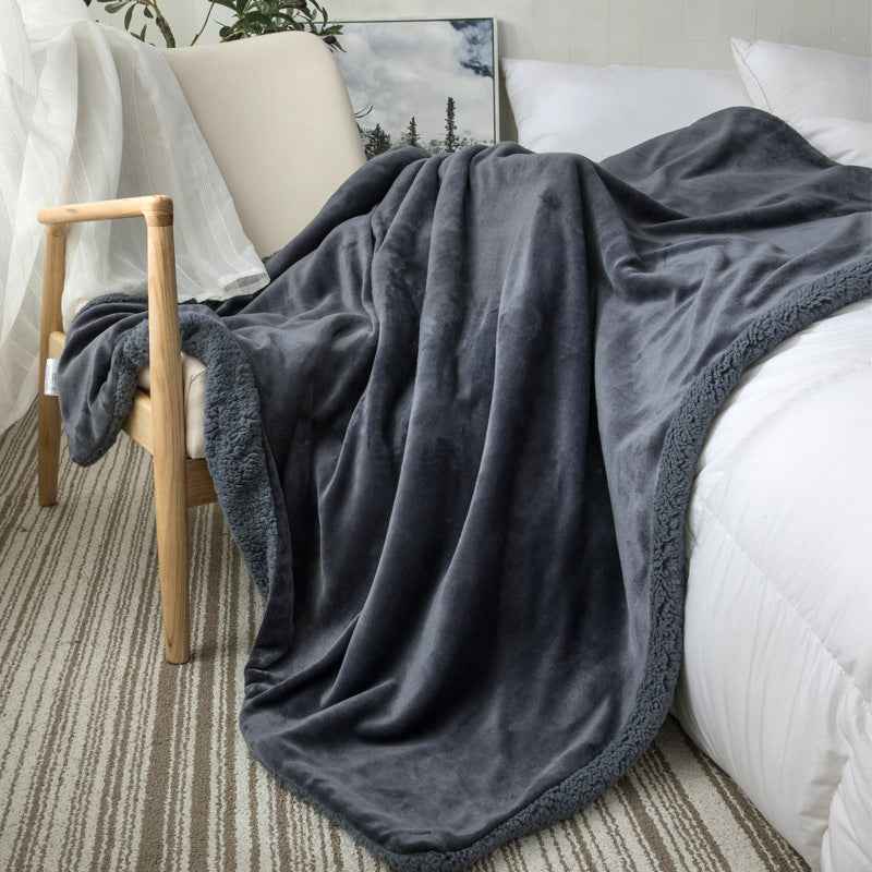 Small Sand Cover Lamb Double Layered Thickened Office Nap Blanket
