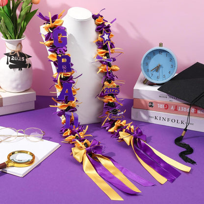Graduation Lei Graduation Ribbon Leis Graduation Kukui Nut Leis Purple And Gold Braided Lei Honor Cord Class Of College Gift Congrats Grad Party Supplies Clearance