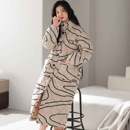 Winter Couple's Robe For Women Thickened And Fleece-lined Long Coral Fleece