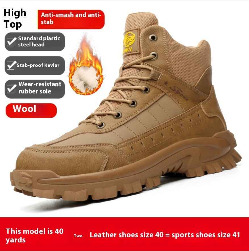 Winter Wool Protective Shoes Men's Anti-smashing Plastic Toe Cap Protective Footwear