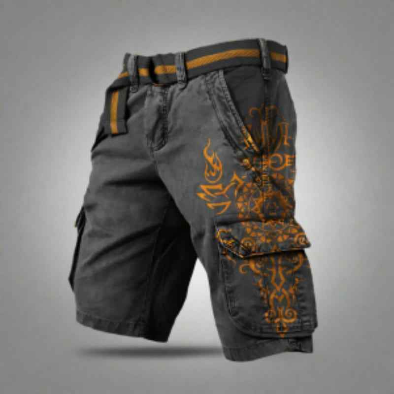 Digital Printing Men's Fashion Casual Zipper Cargo Shorts