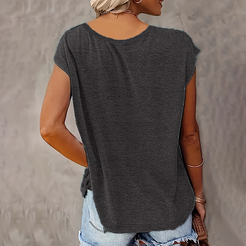 Women's 2 Pack Summer Letter Graphic Printed V Neck Short Sleeve T-Shirt