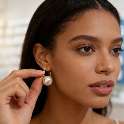 Elegant Natural Pearl Drop Earrings