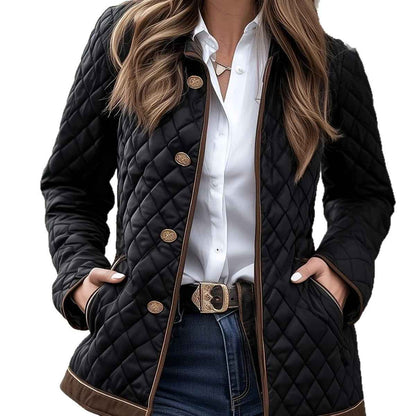 Classic Plaid Diamond Cotton Jacket Women's Short Stylish
