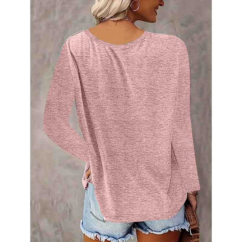 2PCS Womens T Shirts Long Sleeve V Neck Basic Tee Soft Casual Loose Fit Fall Tops Outfits 2025