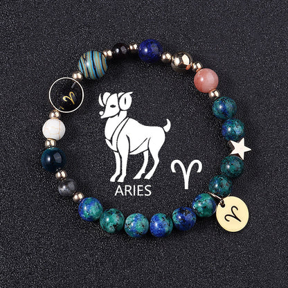 Twelve Constellations Bracelets Natural Stone Phoenix Lapis Lazuli Eight Planets