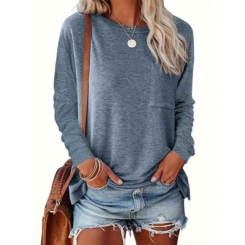 3 Pack Women's Long Sleeve Shirts Casual Crew Neck Basic Tops Solid Layer T Shirts For Ladies