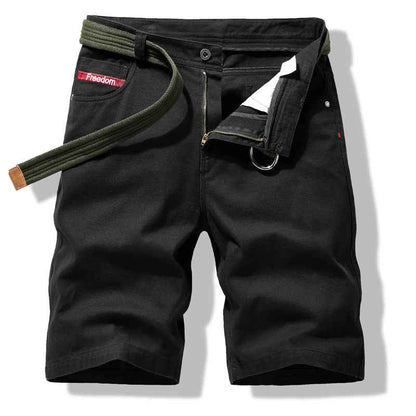 Men's Casual Loose Five-point Pants Solid Color Cargo Shorts