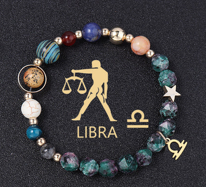 Natural Stone Twelve Constellations Bracelets Cut Hemp Stone Fashion
