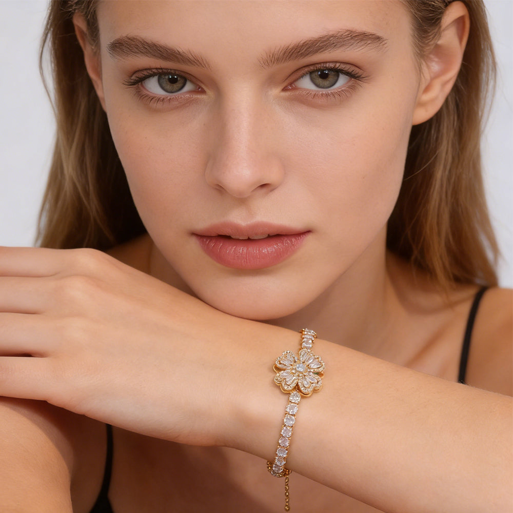 Women Bracelets Sterling Infinity Heart White Gold Plated Cubic Zirconia Adjustable Bracelet Best Gifts For Women