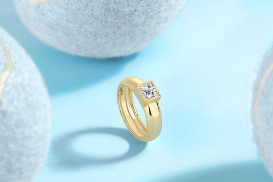 1Square Diamond Ring Wedding Ring Luxury Fashion Set Moissanite Silver Ring Prohibit Tk Sales