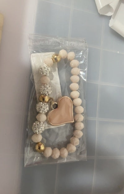 Elastic Crystal Heart Bracelet - Elegant Beaded Bangle