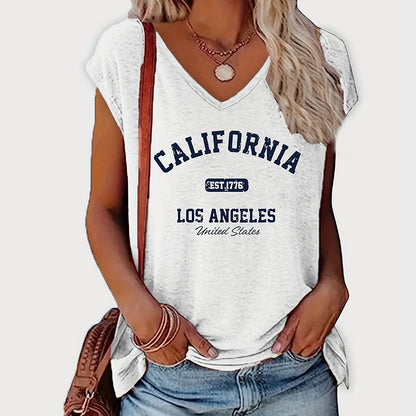 Women's 2 Pack Summer Letter Graphic Printed V Neck Short Sleeve T-Shirt