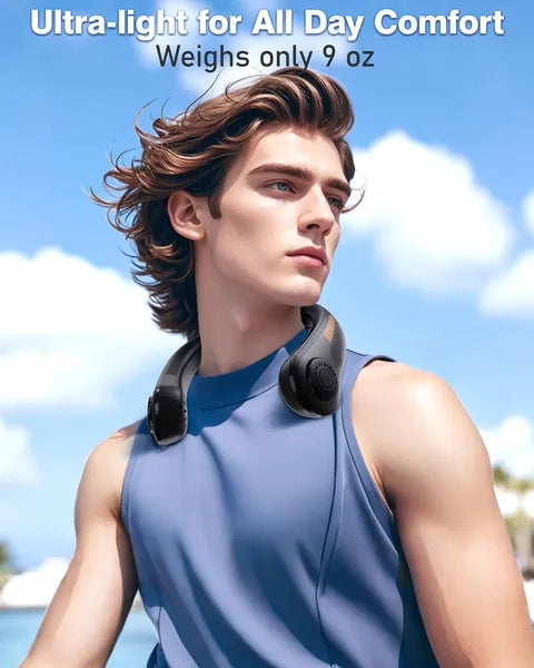 5-Speed Portable Neck Fan - Rechargeable & Lightweight Personal Fan