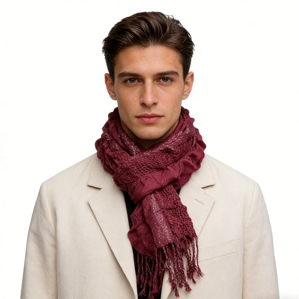 2-Pack Metallic Crinkle Scarf - Magenta Shimmer Evening Wear