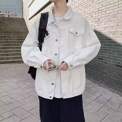 Washed Workwear Retro Denim Jacket For Men