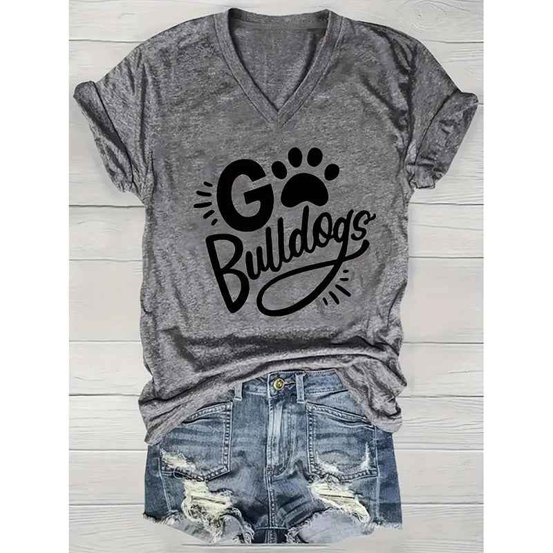 Women's Cute Dog Paw Print Short Sleeve T-Shirts Casual Dog Lover Tee Blouse