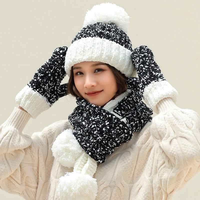 Cute Knit Hat Scarf Gloves Set Of Three