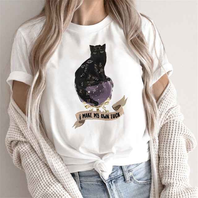 Fashion Tarot Women Print T-shirts Female Cartoon Tops