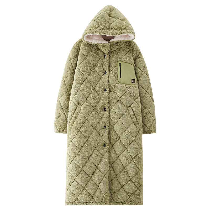 Winter Couple's Robe For Women Thickened And Fleece-lined Long Coral Fleece