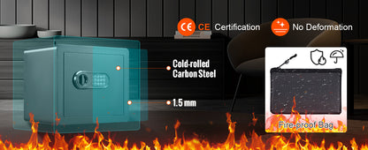 SucceBuy 1.2Cubic Feet Electronic Safe Deposit Safe Box W/ Digital Access & Override Keys for Money Gun Jewelry Document Home