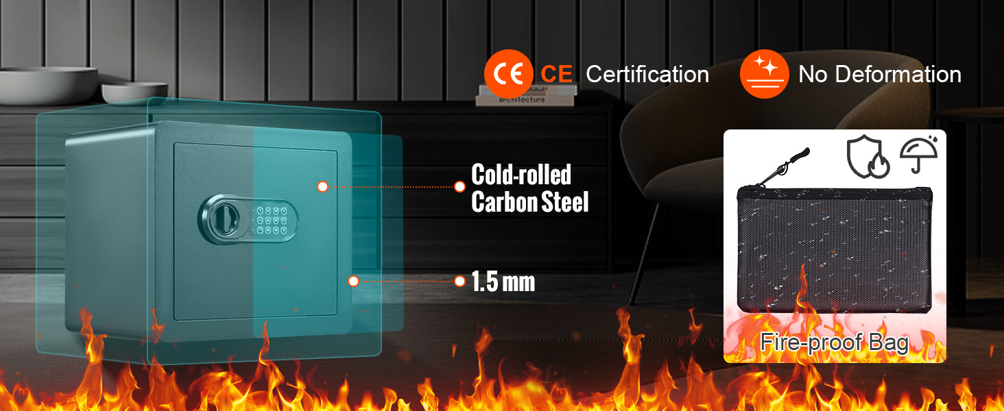 SucceBuy 1.2/0.5 Cubbic Fit Electronic Safe Deposit Safe Box W/ Digital Access & Override Keys for Money Gun Jewelry Document