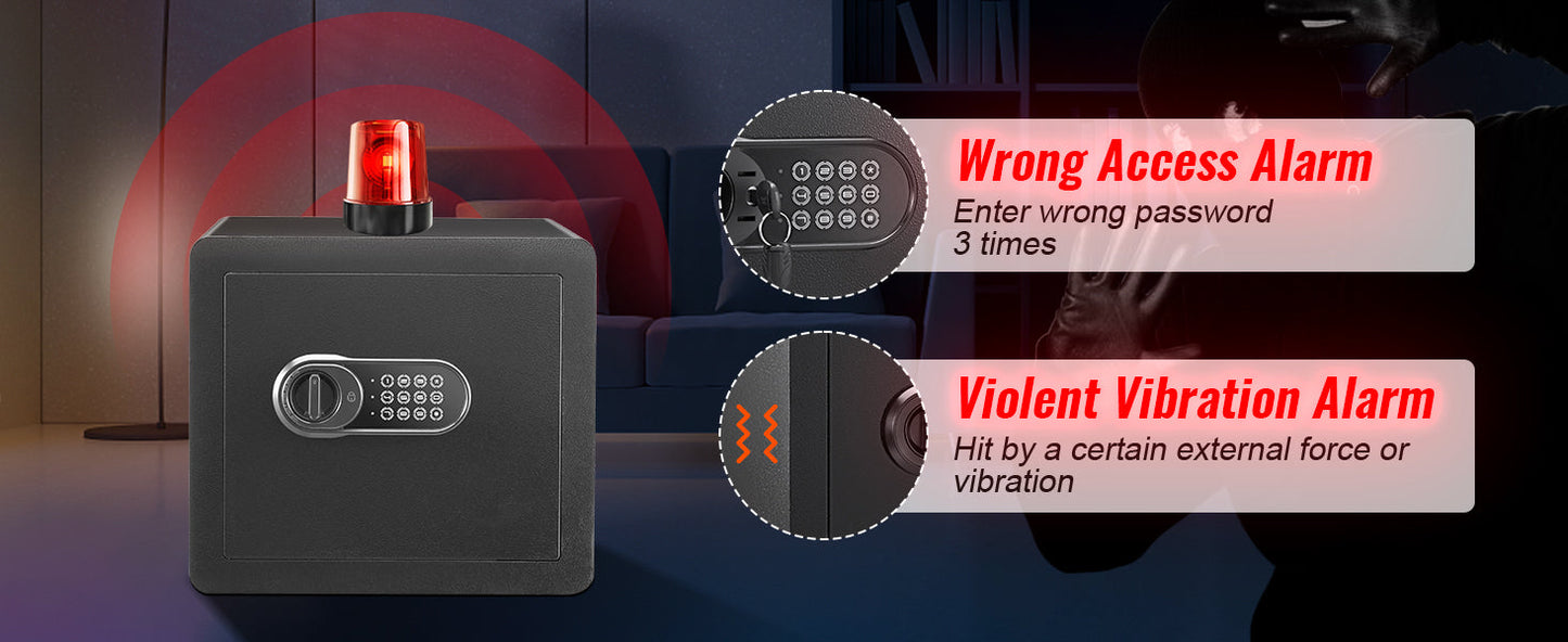 SucceBuy 1.2Cubic Feet Electronic Safe Deposit Safe Box W/ Digital Access & Override Keys for Money Gun Jewelry Document Home