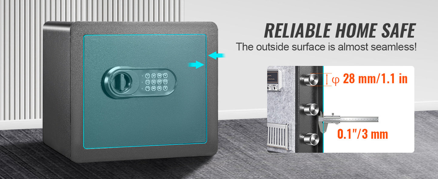 SucceBuy 1.2/0.5 Cubbic Fit Electronic Safe Deposit Safe Box W/ Digital Access & Override Keys for Money Gun Jewelry Document