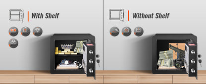 SucceBuy 1.2Cubic Feet Electronic Safe Deposit Safe Box W/ Digital Access & Override Keys for Money Gun Jewelry Document Home