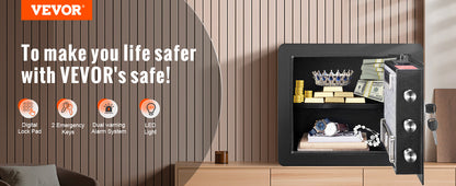 SucceBuy 1.2Cubic Feet Electronic Safe Deposit Safe Box W/ Digital Access & Override Keys for Money Gun Jewelry Document Home